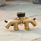 Garden Hose Splitter Heavy Duty 4 Way Brass Connector with Valves - Image 2
