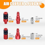 34PCS 1/4" Aluminum Air Hose Fitting Coupler & Plug Compressor Kit - Image 2