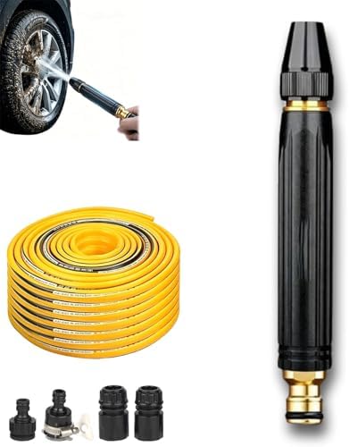 Home High-Pressure Car Wash Water Gun with Booster Nozzle, High-Pressure Home Car Wash Water Gun & Hose Set, Multi Function Lawn & Garden Watering Sprayer, for Watering Outdoor Cleaning (+10m Hose) by Unknown