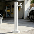 Outdoor Stainless Steel Garden Water Column, Freestanding Hose Stand with Double Faucet and Spray Gun, White Yard Hydrant for Gas Station, Car Washing(B,Height: 60cm/23.6in) by Lonmrrton