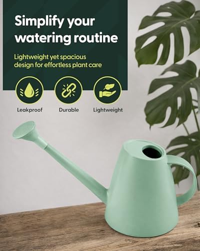 Keplin - 1.8L Plastic Watering Can with Plastic Sprinkler Rose - Durable Garden Watering Jug for Plants & Flowers - Easy Pour Outdoor & Indoor Watering Can (Sage Green) - Image 2