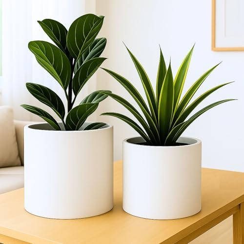 Fox & Fern Large Planter for Indoor or Outdoor, White Matte, 12 & 14.6 Inch - Image 2
