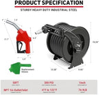 Fuel Hose Reel 1" x 50ft, Retractable Diesel Reel with Refueling Nozzle - Image 6