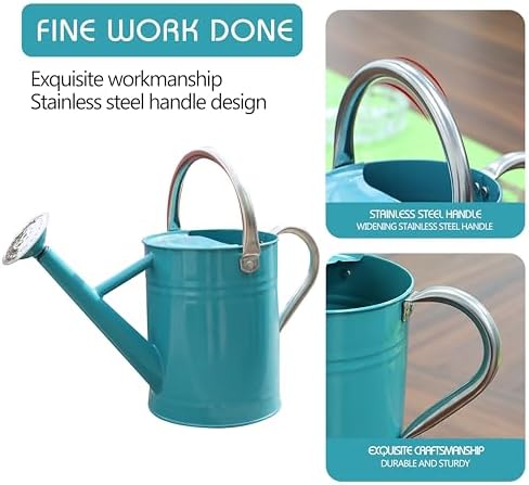 Metal Watering Can for Outdoor Plants, Watering Can 1 Gallon (Leaf Green) - Image 3