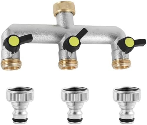 Water Tap Splitter, 2/3 Way Hose Splitter with On/Off Valves 3/4-Inch Zinc Alloy Silver Pack of 2(Silver-2 Way) - Image 2