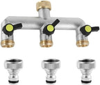 Water Tap Splitter, 2/3 Way Hose Splitter with On/Off Valves 3/4-Inch Zinc Alloy Silver Pack of 2(Silver-2 Way) - Image 2