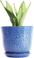 Gepege 10 Inch Ceramic Plant Pot for Indoor Plants with Drainage & Saucer by Gepege