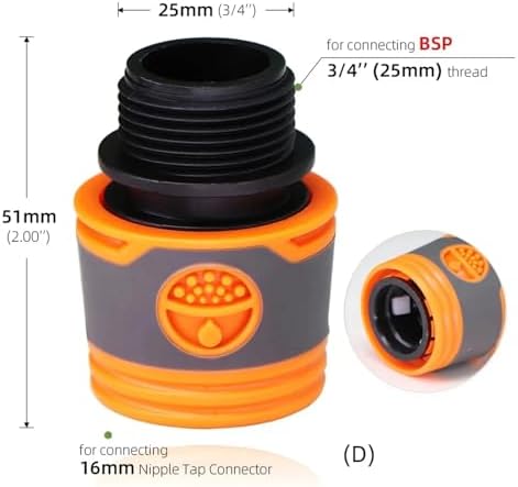 6PCS Water Hose Quick Connectors Plastic Rubber Coupler Pipe Adapter with Shut Off Valve for Irrigation System - Image 2