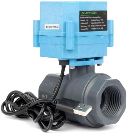 U.S. Solid WiFi Smart Motorized Ball Valve 1 inch NPT for Water Control & Irrigation, 2 Way PVC Electric Valve, USB Powered, LED Status Indicator, Flow Direction Window, Remote On/Off Control - Image 3
