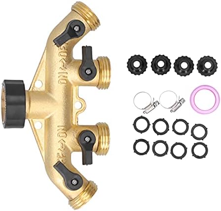 4-Way Heavy Duty Hose Splitter, Brass Garden Hose Adapter, Spigot Splitter & Water Manifold Connector, G3/4 Threads for Outdoor Faucet Watering - Image 7