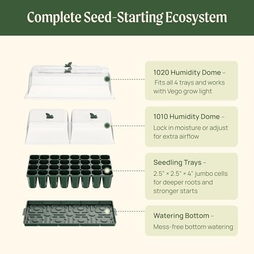 Vego garden Germination Bundle, 8Packs Jumbo Seedling Trays with Seedling Tray Lids and 10" x 20" Bottom Watering Trays Plus Seedling Humidily Dome - Image 5