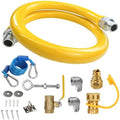 Safety System Kit, 3/4" ID Natural Gas Line Hose, 48" Commercial Kitchen Gas Hose, Mobile Gas Connector Hose Kit with 2 Elbow Fittings, 3/4 Flexible Gas Hose by IMOLI
