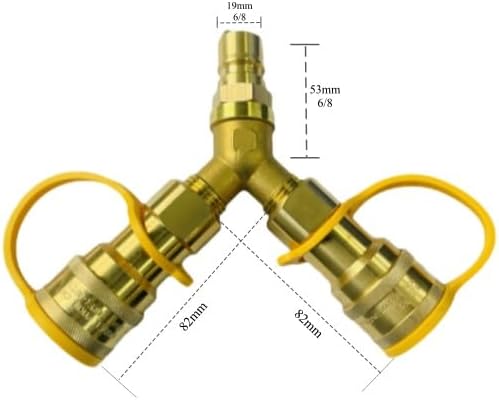 1/2 Inch Vatural Gas Y Splitter with Quick Connect Fittings & Shut Off Valve - Durable Brass Adapter for Grills, Heaters, Pizza Ovens, RVs (1/2" Female Pipe Thread x Flare)​​ - Image 2