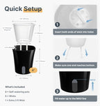 8 Pack 4" Self Watering Pots for Indoor Plants, Clear Inner Cup, Small Black Plastic Planters, Water Level Indicator, Drainage Holes, Extra 3ft Wick, Cuttings,Seedlings,Herb,African Violets - Image 4