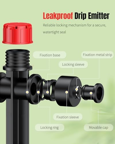 Pawfly 60 Pcs Push-to-Fit Drip Irrigation Emitters for 1/4 Inch Tubing with Stake & End Plugs, Two-Way Connection Irrigation Drippers, 8-Stream Sprinklers Drip Emitters with Adjustable Water Flow - Image 3