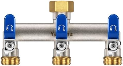 3-Way Garden Hose Splitter, Heavy-Duty Brass, 3/4" GHT, Blue by Yayamz