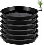 6 Pack 18 inch Plant Saucers for 15.5 inch Planters, Modern Matte Finish 18 20 22 25 inch Flower Pot Drip Tray Base for Indoors Outdoors, Heavy Duty Plant Trays to Catch Water, Black by Unknown