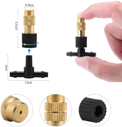 Adjustable Copper Atomizing Nozzles,Brass Spray Nozzle,Low Pressure atomizing Sprayer, Spray Nozzle for Outdoor Cooling Spray System 20pcs Brass Nozzle + 4 Points Extra Teeth - Image 2