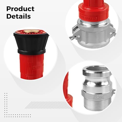 2 Inch NH Fire Hose Nozzle Kit, Metal Fireman Hose Accessory, 90 psi Pressure Output, 50 ft Range, Adjustable Spray for Fire Fighting, 6.7 x 3.9 x 5.9 in - Image 4