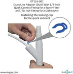 Drain Line Adapter (DLA) With 1/4-inch Quick Connect Fitting for a Water Filter and 7/8-inch Fitting for a Dishwasher (ET116-001, D-25QC, DLA-D) - Image 6