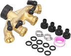 4-Way Brass Garden Hose Splitter, G3/4 Faucet Adapter by Eboxer