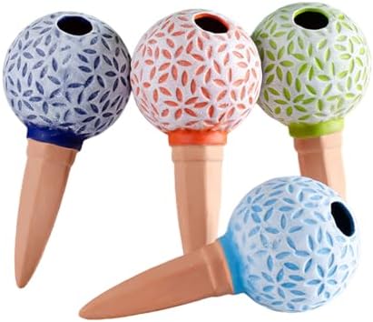 4pcs Terracotta Watering Spikes Slow Drips Watering Stakes Ball Shape Vertical Planter Garden Automatic Irrigation Planter - Image 4
