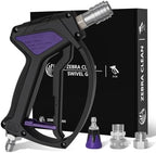 Short Pressure Washer Gun, Swivel Power Washer Gun 4060 PSI, Stubby Pressure Washer Gun with 3/8" Smooth & 1/4" Quick Connector Coupler Compatible with Hose Foam Cannon Car Wash Foam Gun（Black purple） by Unknown