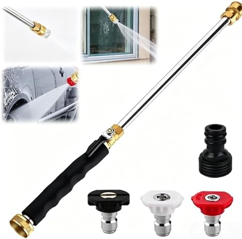 Jet Nozzle Power Washer for Garden Hose, 2026 Pressure Washer Wand with 3 Interchangeable Nozzles, Pressure Washer Nozzle for Car Washing Patio Garden Outdoor Cleaning (black) by Unknown