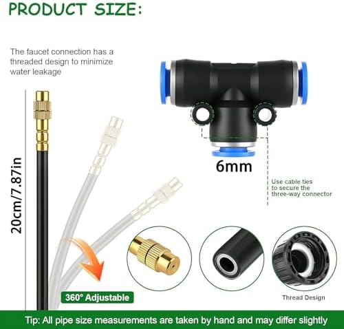 Drip Irrigation Sprinkler System,10/15/30M Garden Mist Cooling Spray Kit,Automatic Plant Watering Set with 10/15/30 Outlets,4/6mm Adjustable Micro Spray Heads(15m/15 a Single Water Outlet) - Image 4