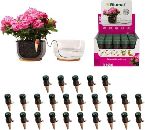 Blumat Classic Self-Watering Stakes - Prevents Overwatering and Underwatering for Healthy Growth While You are Away - Ideal for Indoor Plant Watering (25 Pack w/o Adapter) by BlumatWateringSystems