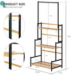 Ufine Bamboo Hanging Plant Stand 3 Tier Ladder Shelf with Hanging Rod - Image 6