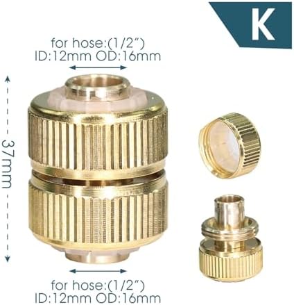 2 pcs Adjustable Brass Nozzle 1/2 3/4 Garden Hose Copper Adapter Quick Water Connector(K) - Image 2