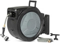 Amazon Basics Retractable Garden Hose Reel, 130 Foot, Wall Mounted, 10-Pattern Spray Nozzle, 180° Swivel Bracket by AmazonBasics
