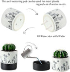 Nihow Self Watering Pots for Indoor Plants,4.5+6 Inch,White Hand Painting - Image 2