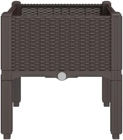 Raised Garden Planter Box with Legs 15.7" Rattan Look Brown - Image 5