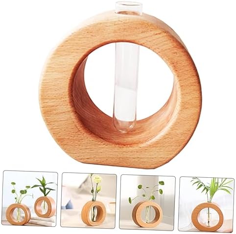 VOSAREA 4pcs Hydroponic Glass Test Tube Bud Vase with Wooden Rack Modern Desktop Flower Arrangement Holder for Home Decor Minimalist Design for Spaces Easy to Clean - Image 3