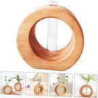 VOSAREA 4pcs Hydroponic Glass Test Tube Bud Vase with Wooden Rack Modern Desktop Flower Arrangement Holder for Home Decor Minimalist Design for Spaces Easy to Clean - Image 3