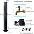 Garden Water Column - Stainless Steel Square Outdoor Freestanding Faucet - Garden Hose Holder Freestanding - Outdoor Water Fountain Faucet - 37.5inch in Height - Image 4