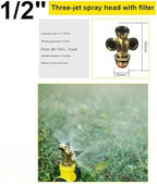 1/2"（DN15） Brass Mist Nozzle Thread Mist Nozzle for Lifting Garden Bed Backyard Outdoor Cooling System（Pack of 5） Three-Jet Spray Head with Filter 5pcs - Image 4