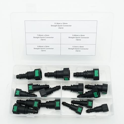 AC PERFORMANCE 15PCS Assorted Fuel Line Straight Quick Connector Kit, SAE 7.89mm & 9.49mm & 9.89mm to 8mm, 6.3mm to 6mm, 11.8mm to 10mm - Image 2