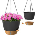 ZMTECH 12 Inch Hanging Planters for Indoor Outdoor Plants, 2 Pack Self Watering Hanging Plant Pots with Drainage Hole, Visual Reservoir, Plastic Flower Hanging Pots with Watering Lip (Black) by HighQualityGardeningTools