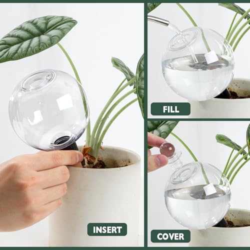 4 Pack Plant Watering Globes with Covers 17oz Self Watering Planter Insert, Plastic Water Bulbs, Indoor/Outdoor Plant Watering Devices for Automatic Drip Irrigation - Image 4