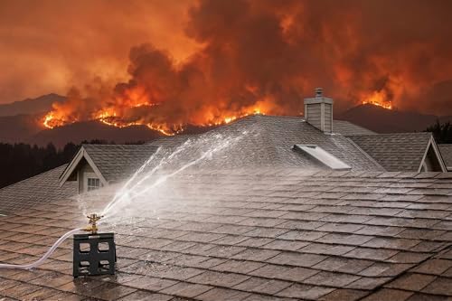 Rooftop Sprinkler for Wildfire Ember Protection, Solid Copper 360 Adjustable Head, Cast Copper Tee Rated to 200 PSI, 180 Adjustable Galvanized Steel Roof Base, 3/4 in Connection, Up to 3300 Sq Ft - Image 2