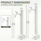 Outdoor Stainless Steel Garden Water Column, Freestanding Hose Stand with Double Faucet and Spray Gun, White Yard Hydrant for Gas Station, Car Washing(B,Height: 60cm/23.6in) - Image 2