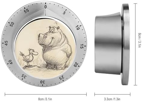 Mechanical Kitchen Timers for Cooking,Animal Line Style Printed 60 Minute Magnetic Countdown Timer,Cute Cooking Timers with Alarm,Stainless Steel Time Timer Manual No Batteries Required - Image 2