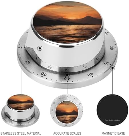 Kitchen Timers for Cooking Mountain and Water at Sunset Printed Stainless Steel Timer Mechanical Kitchen Timer for Kitchen, Study, Sports - Image 3