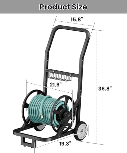 Artigarden Garden Hose Reel Cart with Wheels, Outdoor Water Hose Cart Black - Image 6