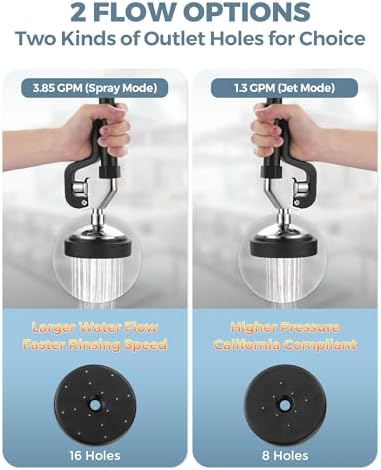 Commercial Sink Sprayer Head: 7/8"-20UNEF Black Pre Rinse Sprayer - 3.85 GPM High Pressure Pull Down Spray Head - Handheld Dish Sprayer Nozzle for Commercial Kitchen Faucet (Chrome Finished) - Image 2