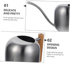 Silver Watering Can 1.2l with Wooden Handle, Stainless Steel - Image 3
