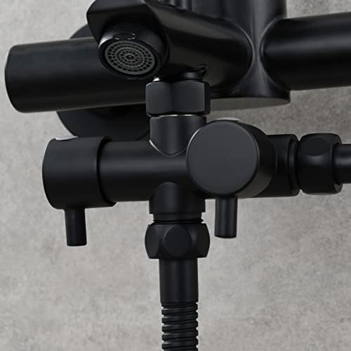 Tecmolog Brass Shower Shut Off Valve G 1/2 2 Way Black Shower Arm Diverter for Hand Shower, DSF014B - Image 4